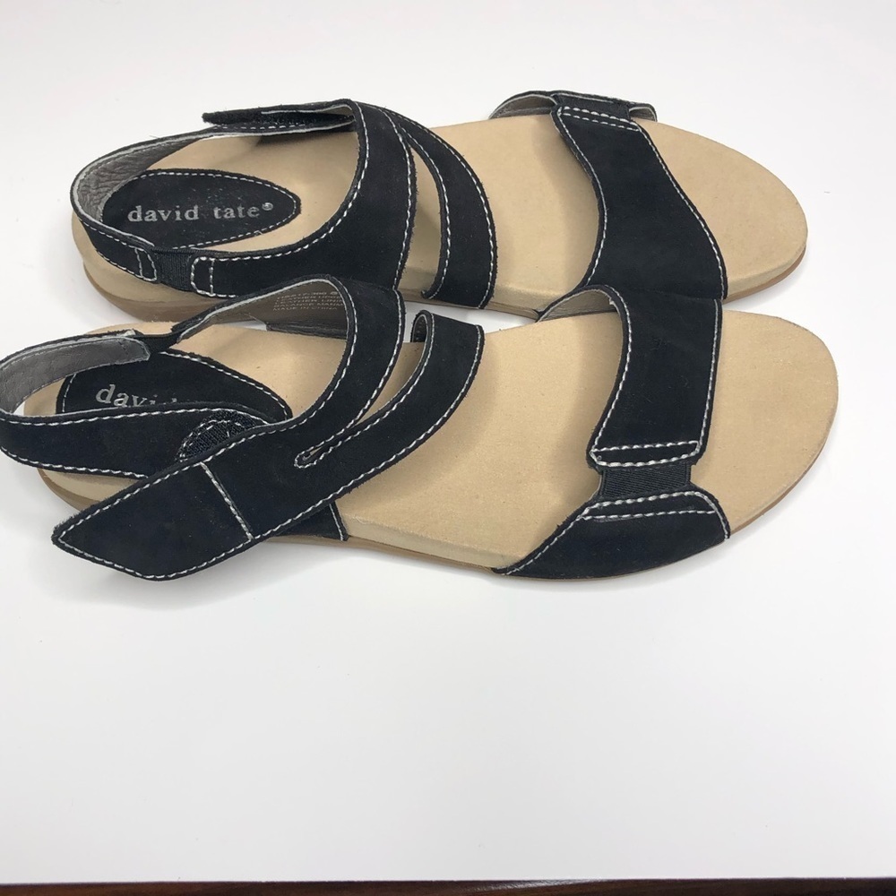 David Tate Open Toe, Velcro Closure. Leather Upper.